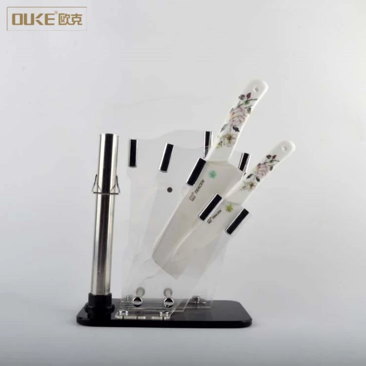 Desktop Black Acrylic Knife Display Stand