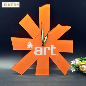 Tùy chỉnh màu cam nghệ thuật acrylic đồng hồ treo tường